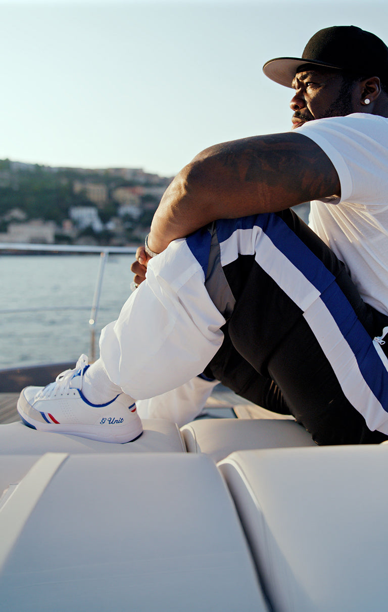 50 Cent wearing the returning Reebok G-Unit G6 in the official campaign